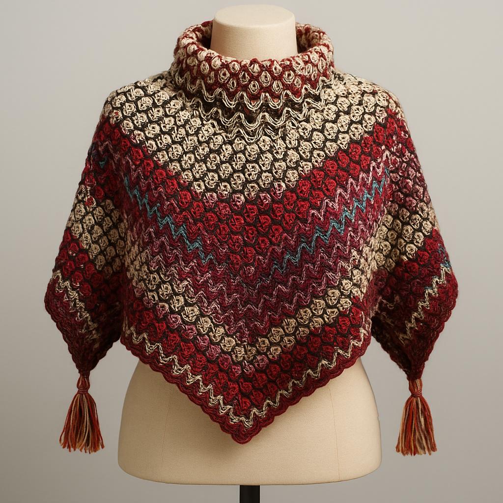 Crimson red Summer Poncho